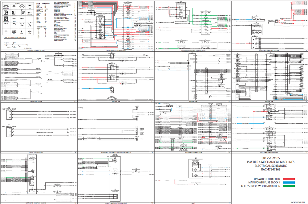 Case SR175 SV185 Tier 4 Skid Steer Loader Complete Wiring Diagram Electrical System Schematics