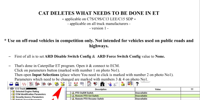 FOR CAAT C7S/C9S/C13 LEE/C15 SDP DPF DELETES User's Guide - Full Delete Guide !