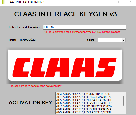 Claas Interface Activation Key – with Kg