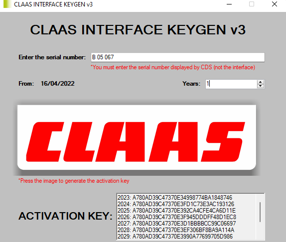CLAAS -Schnittstellen -Aktivierungsschlüssel - mit kg