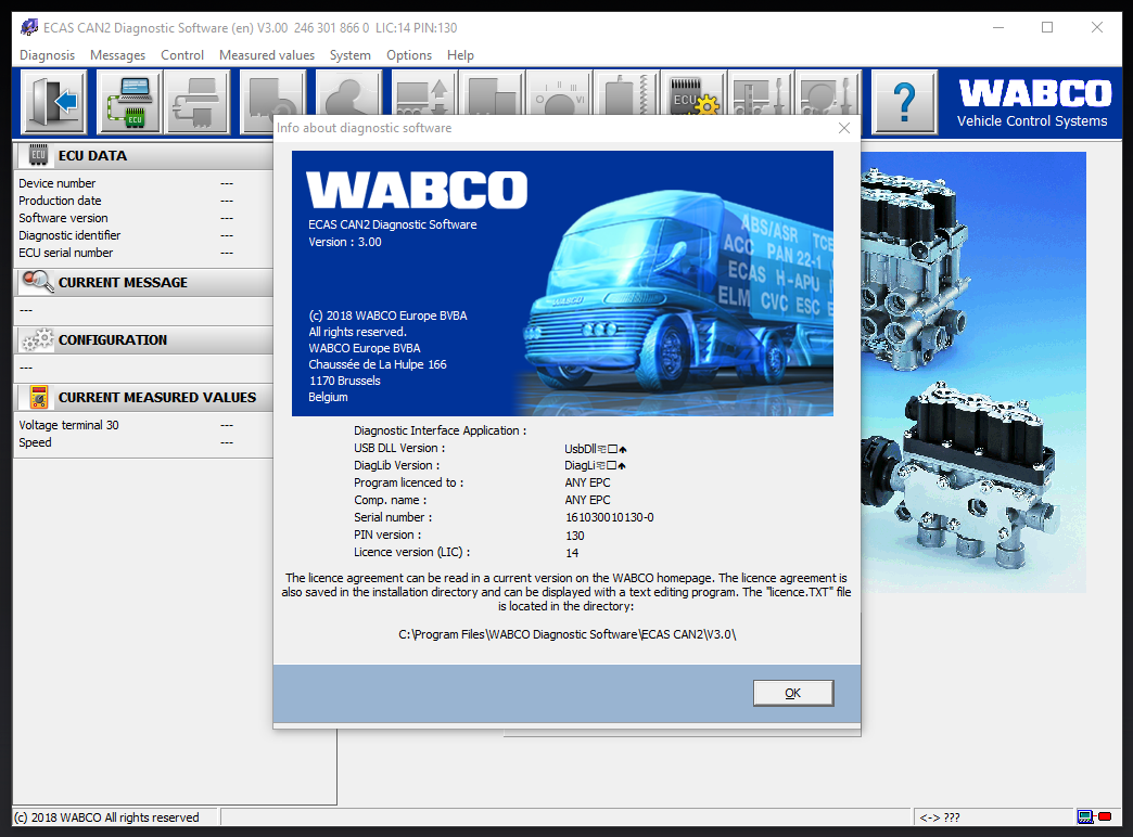 Boîte à outils Wabco Meritor 12.3.1 - Logiciel de diagnostic de l'ABS et de l'alimentation hydraulique (HPB)