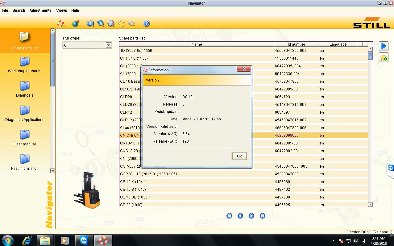 STILL Steds Forklifts 8.18 Service Reparatie & Onderdelen Handleidingen voor alle modellen 2018 EPC & Diagnostics Software