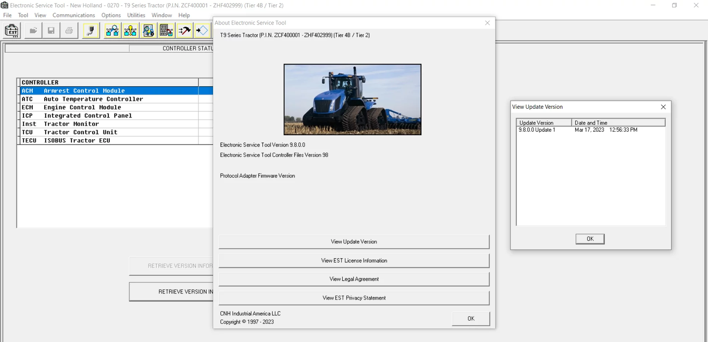 Case IH, Steyr, Kobelco, FlexiCoil Electronic Service Tools CNH EST 9.8 Diagnostieksoftware - Engineering Level Nieuwste 2023