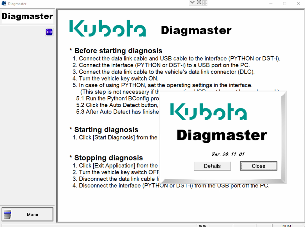 
                  
                    Kubota \ Takeuchi Diagmaster Software de diagnóstico Último 2022 - ¡Servicio completo de instalación y activación en línea!
                  
                