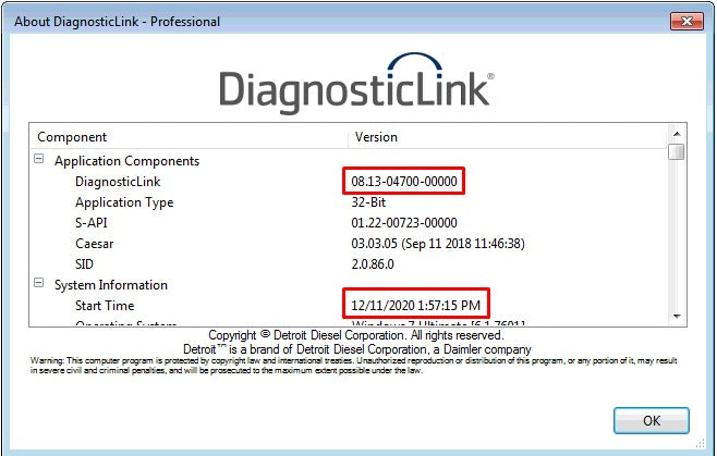 Detroit Diesel Diagnoseverbindung (DDDL 8.14 SP4) Professionelle 2021 -alle Grausparameter aktiviert! Alle Stufe 10 !!