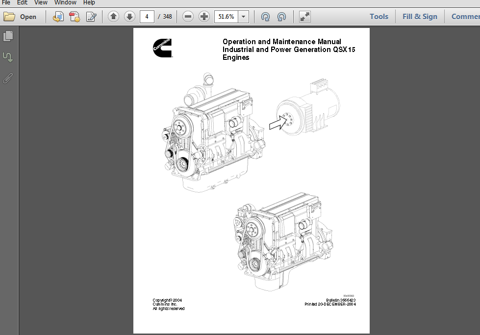 Industriële en Power Generation QSX15 Motoren Bediening & Maintenance Manual