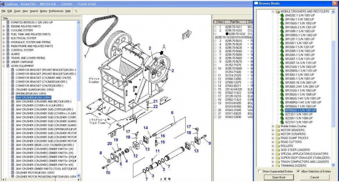 Todos los modelos y series de software de manual de piezas de construcción Komatsu (EPC) hasta 2016