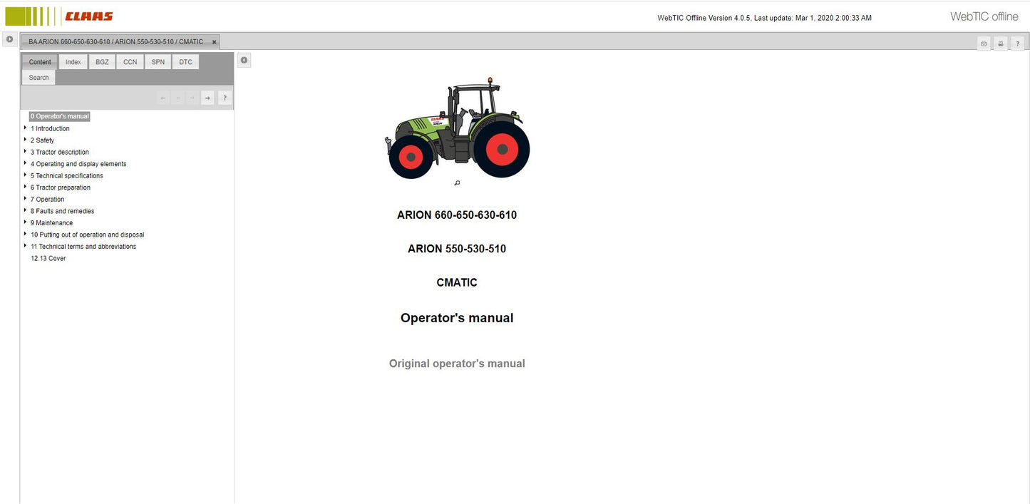 CLAAS WebTIC Offline Service Information ENGLISCH FRANCAIS Spätestes 08\2021