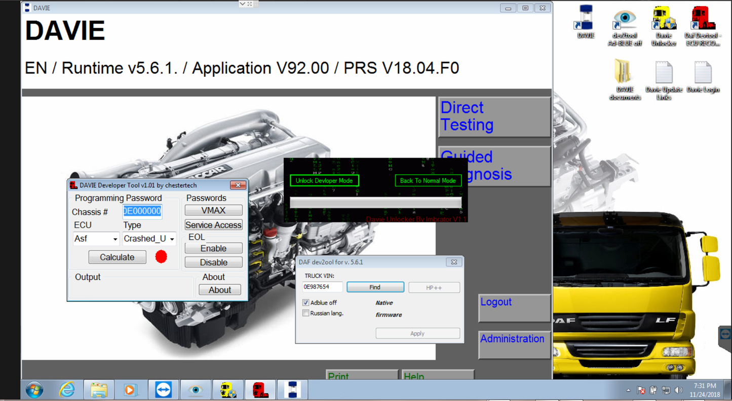 
                  
                    DAF / PACCAR / Peterbilt CF-54 Diagnostic Laptop Include VCI PRO Interface & Davie XDC Software
                  
                