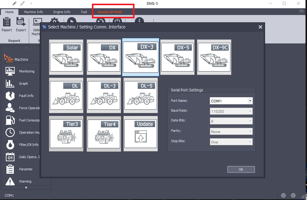 DOOSAN ARGAVATOR / WIEL Loader Monitoring Program DMS-5 v2.9.7 Diagnostische tool 2022 Speciale modus!