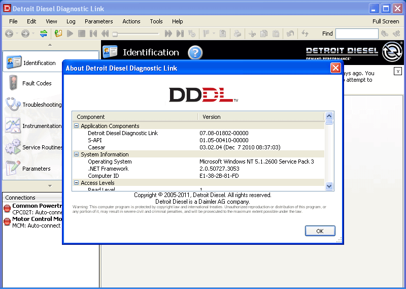 Detroit Diesel Diagnostic Link (DDDL 7,11 \ 6,50) pour 2006 et les modèles plus anciens - Service d'installation en ligne complet inclus!