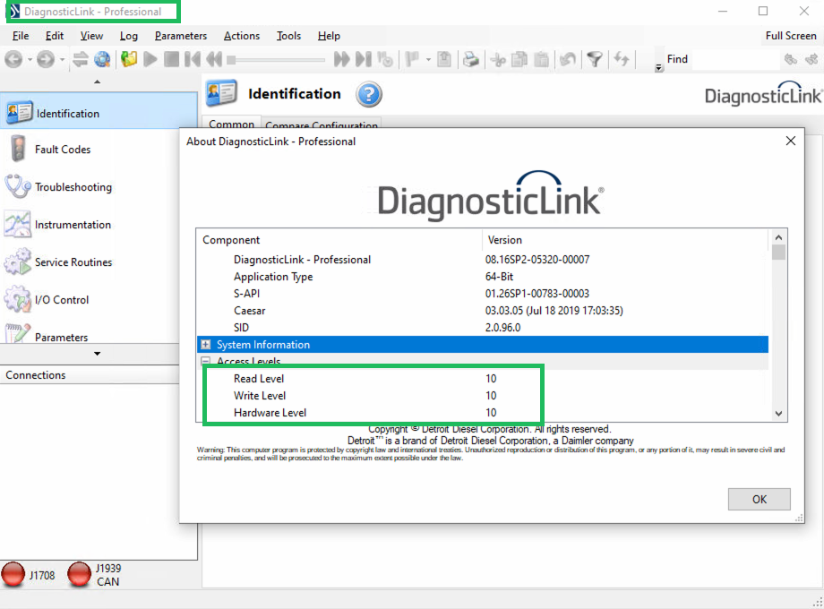 Detroit Diesel Diagnostic Link (DDDL 8.16) Professional 2022 - Tous les paramètres grisés activés! Tout niveau 10 !!