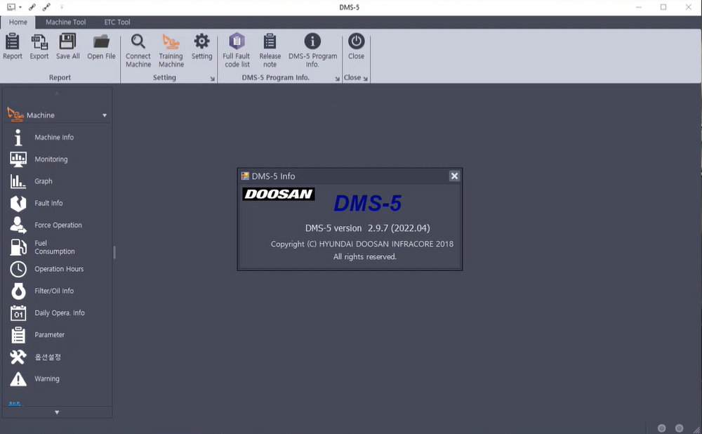 Programme de surveillance des excavations / chargeurs de roues Doosan DMS-5 V2.9.7 Outil de diagnostic Best & Derniter 2022 Version