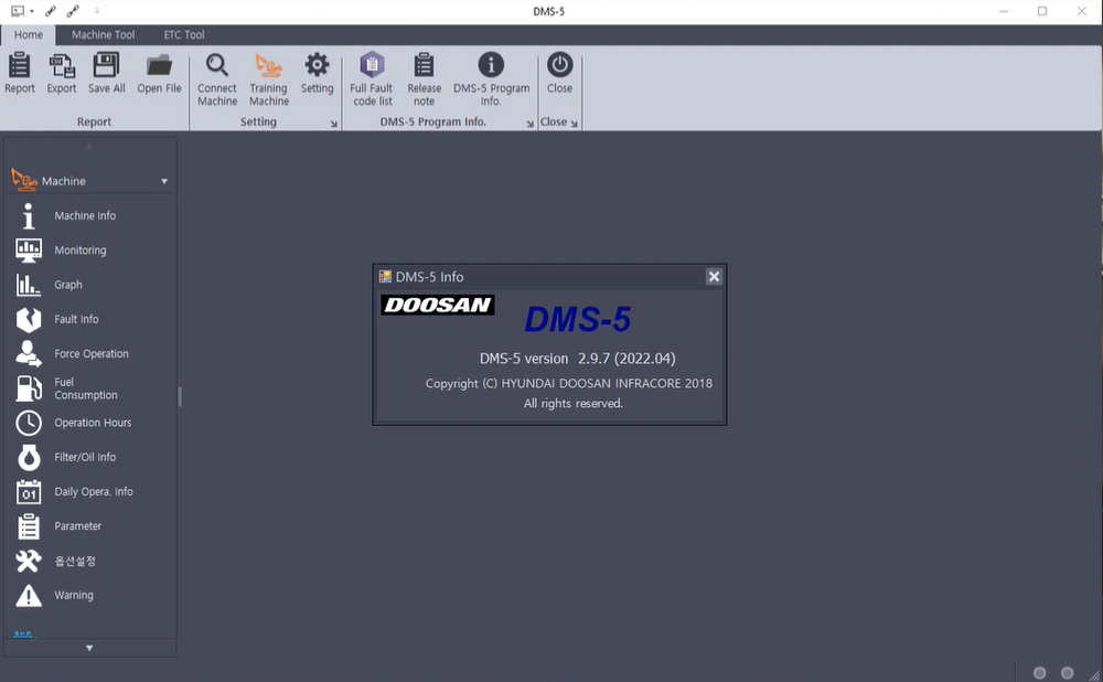 Doosan graafmachine / wiellader monitoringprogramma DMS-5 v2.9.7 diagnostische tool beste & nieuwste 2022-versie
