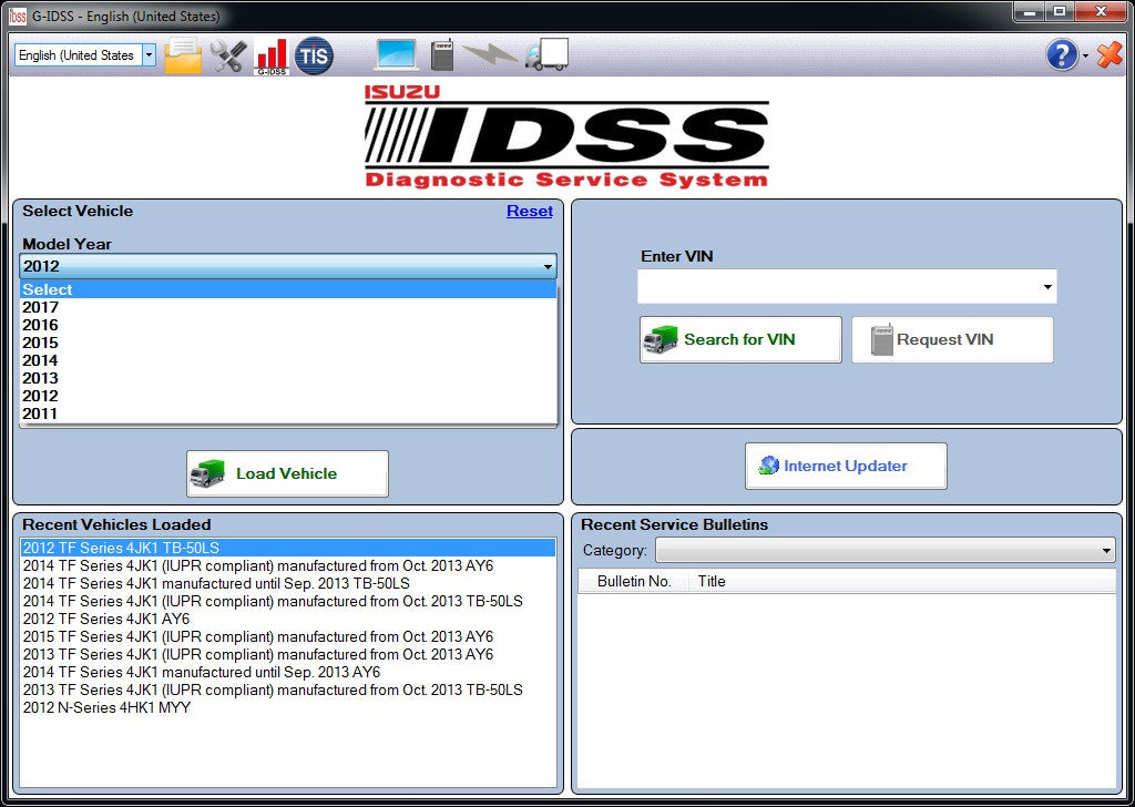 Isuzu Diagnostic Service System IDSS II 02/2017 umfassen G-IDSS & E-IDS für globale Unterstützung - vollständige Online-Installation und Unterstützung