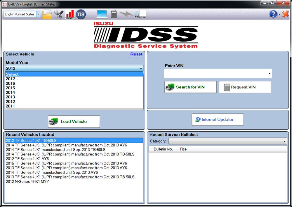 Isuzu Diagnostic Service System IDSS II 02/2017 umfassen G-IDSS & E-IDS für globale Unterstützung - vollständige Online-Installation und Unterstützung