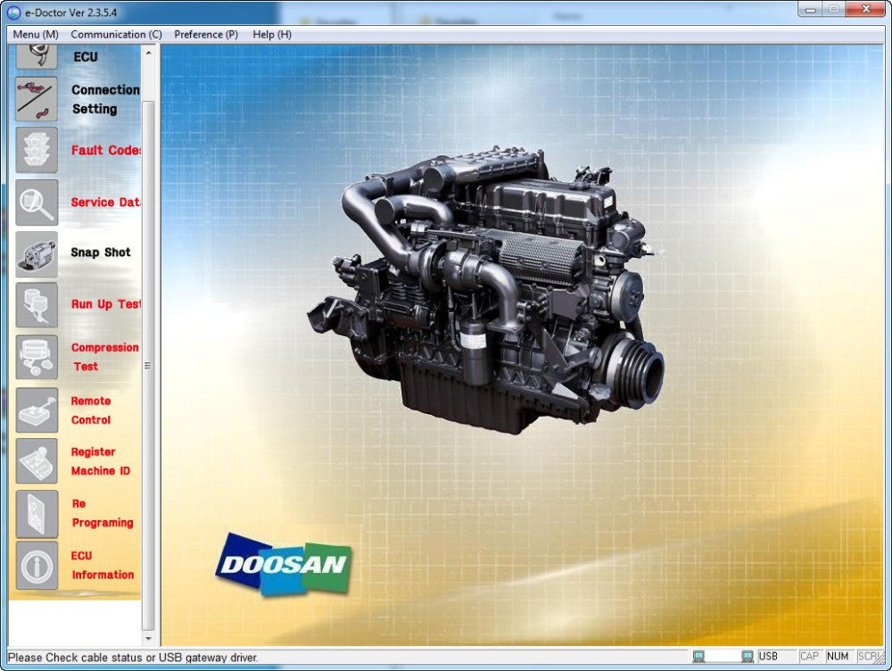 
                  
                    Doosan E-Doctor Industry and Construction Motor Diagnostic Software 2016 - Aktivierung der vollständigen Ebene
                  
                