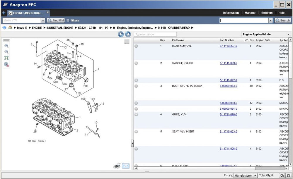 Isuzu Industrial & Marine Engines Teile Katalog EPC Alle Modelle Teile Kataloge 2019 Alle Regionen