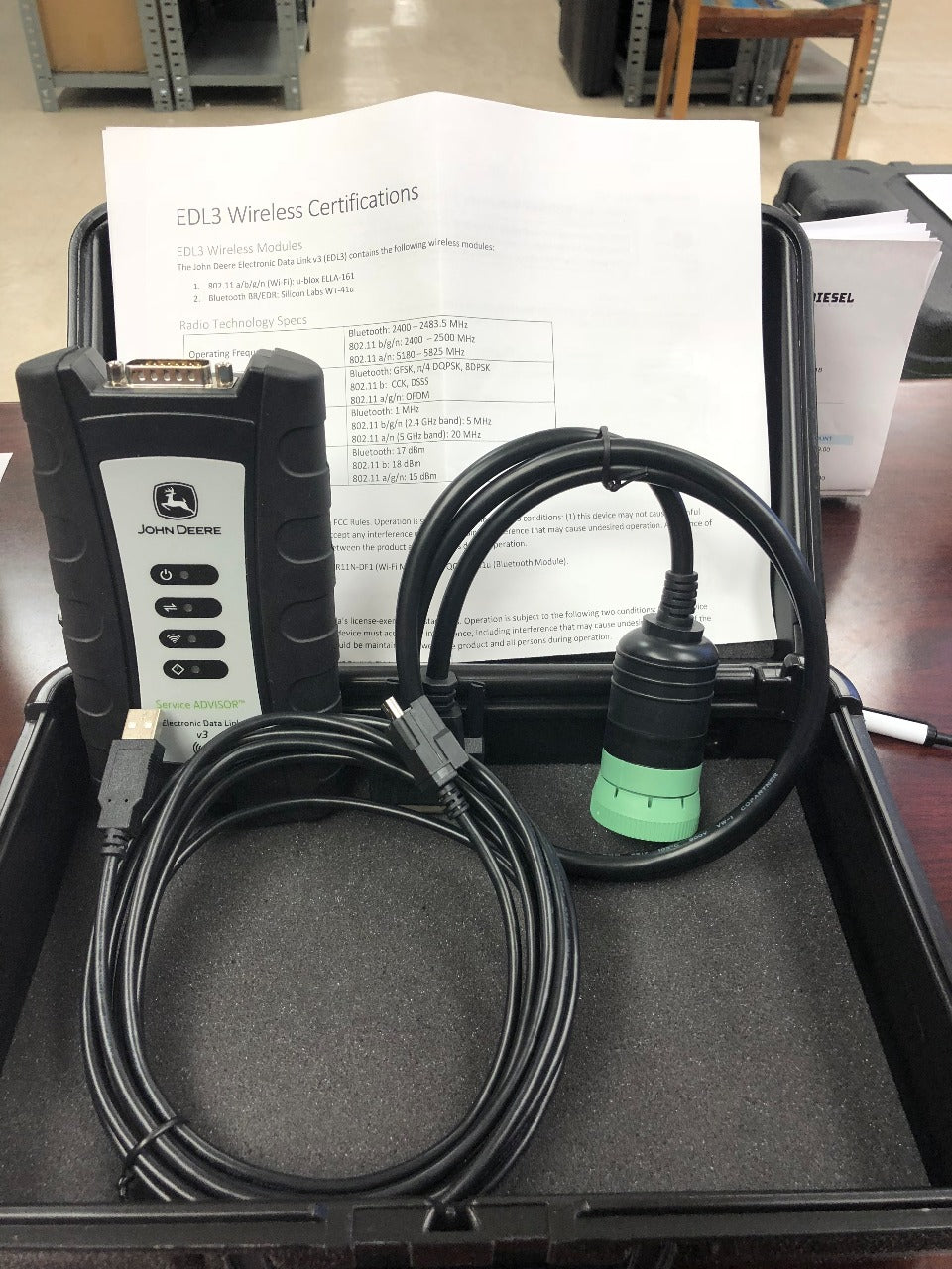 Kit de diagnostic authentique EDL V3 (Electronic Data Link V3) Adaptateur de diagnostic pour John Deer - Inclure le service de service 5.3 Software 2022