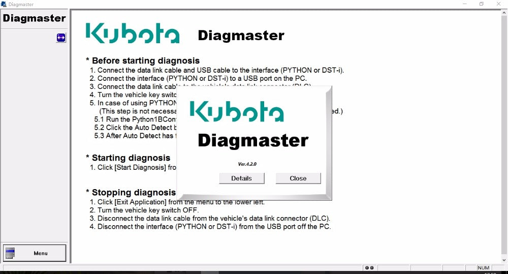 
                  
                    Kubota \ Takeuchi complete diagnostische kit met Python Diagnostic Adapter & CF-54 laptop met de nieuwste Diagmaster 2022-software
                  
                