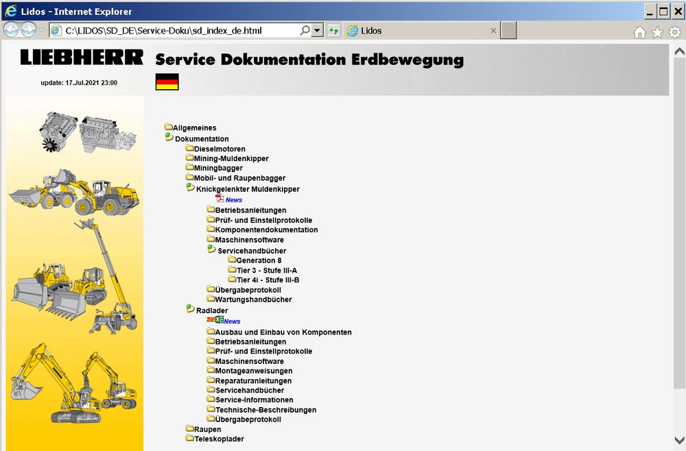 Manual de servicio Liebherr Lidos - Idioma de Alemania [12.2021] fuera de línea