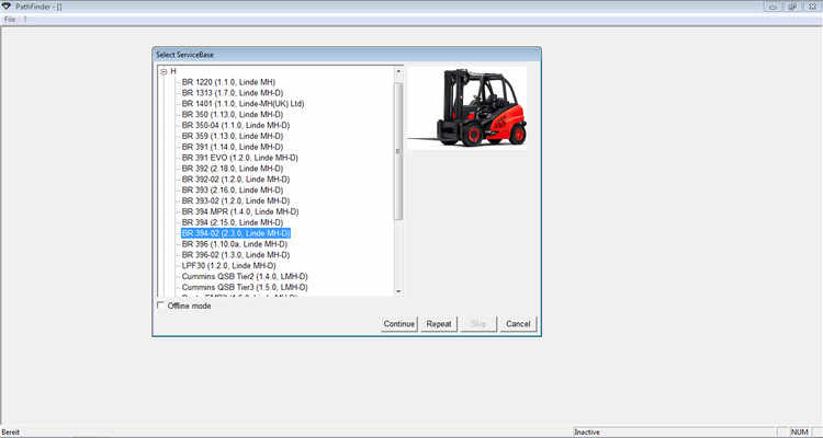 
                  
                    Le logiciel de diagnostic de chariot élévateur à fourche Linde Pathfinder V3. 6.2.11 [1er janvier 2020] lmh + kms, base de service mise à jour jusqu'en 2020
                  
                