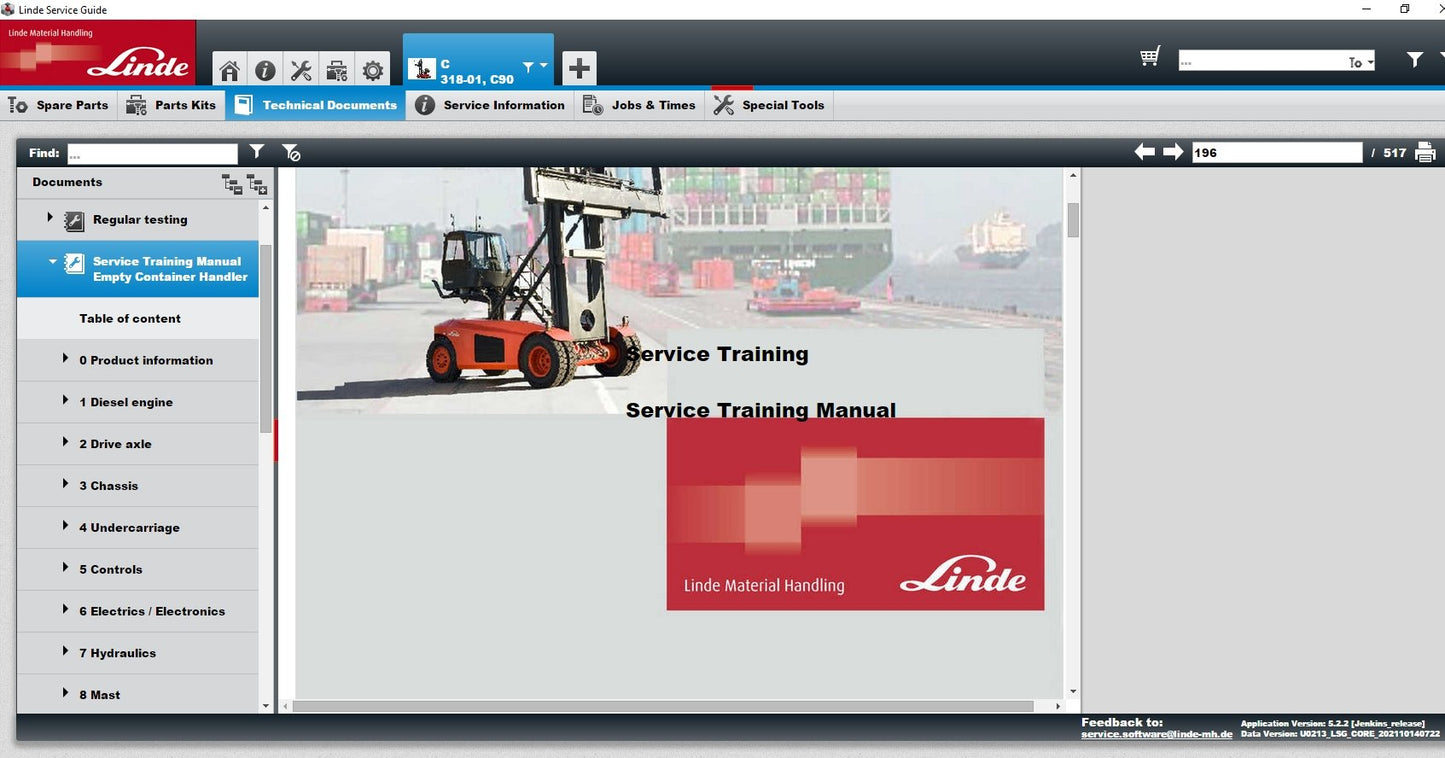 Guía de servicio de Linde LSG V5.2.2 [2022] Manual de piezas y servicios Software de nivel de distribuidor más reciente