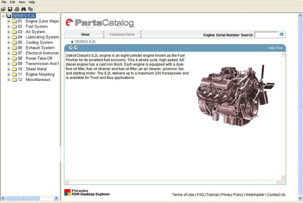 Detroit Diesel Motor Serie 8.2L, 50, 55, 60, 2000, 4000 Parts Manual Software EPC Todos los modelos y S \ N Hasta 2011