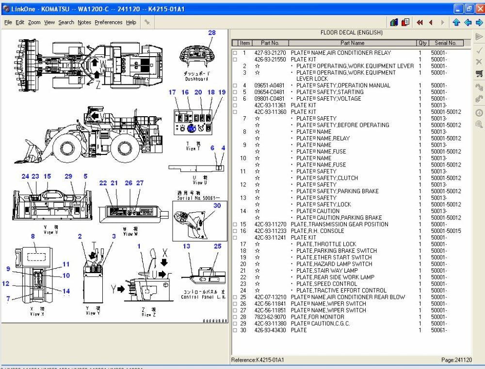 Komatsu Linkone Forklift USA Parts Catálogo EPC - Software manual de piezas 2022 Todos los modelos y series