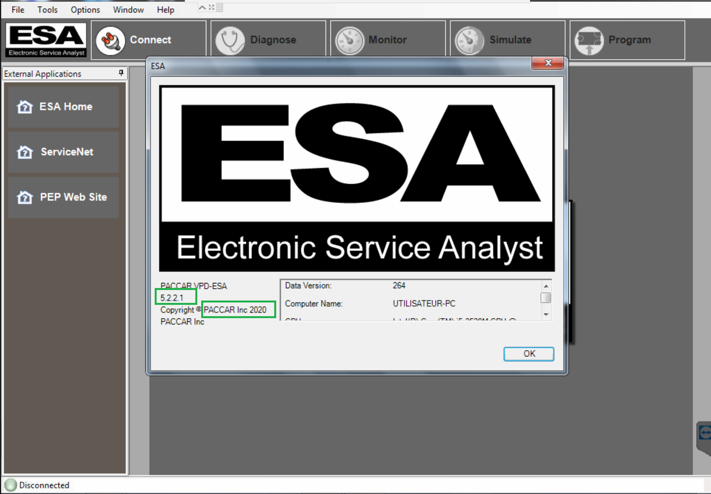 Paccar ESA Electronic Services Analyst V5. 2 nouveaux et à jour 2020 avec des fichiers de cinquième génération et SW Flash 2020