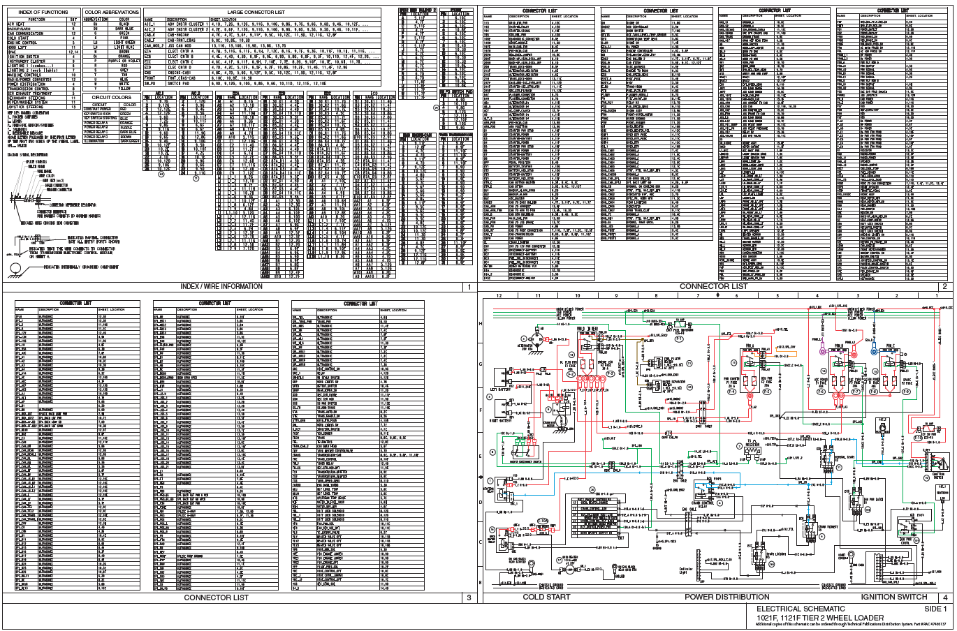 Cas 1021F 1121F Tier 2 chargeur de roues schémas de schémas de système de câblage complet