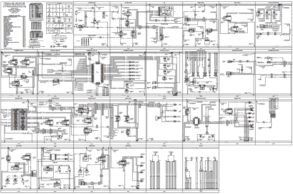 Caso IH Farmall 40B 45B 50B CONTRACTORES COMPACTOS Diagrama de cableado Sistema eléctrico Schematics