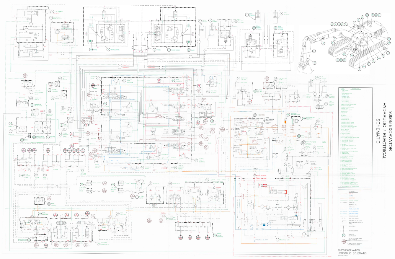 Cas 9060b Excavatrice complète Système du système hydraulique