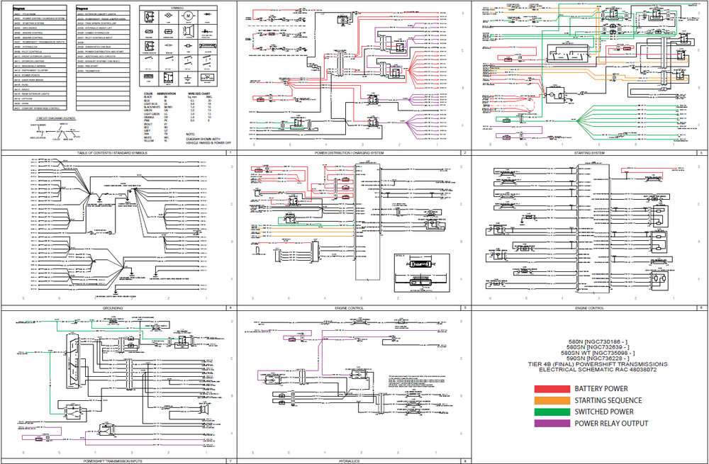 Cas 580N 580SN 580SN WT 590SN Tier 4B (final) PowerShift Transmissions Schéma de câblage Schéma électrique