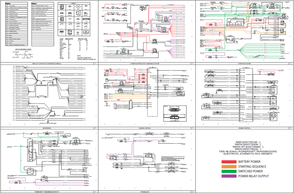Case 580N 580SN 580SN WT 590SN Tier 4B (Final) Powershift Transmissions Wiring Diagram Electrical System Schematics