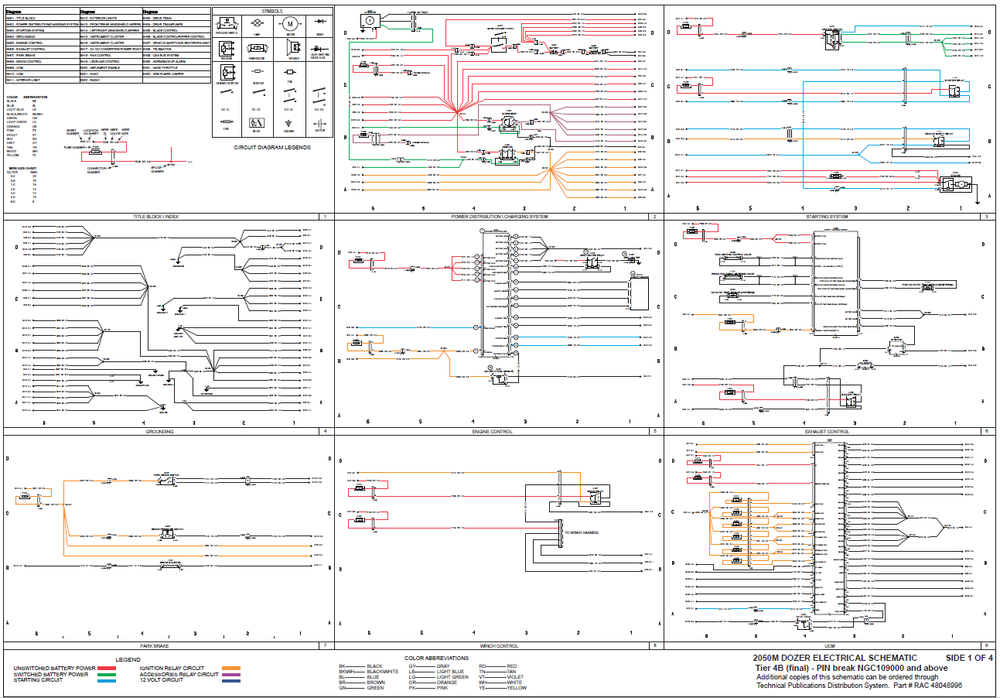 الحالة 2050M من المستوى 4B (النهائي) للجرار مخطط الأسلاك الكامل مخططات النظام الكهربائي