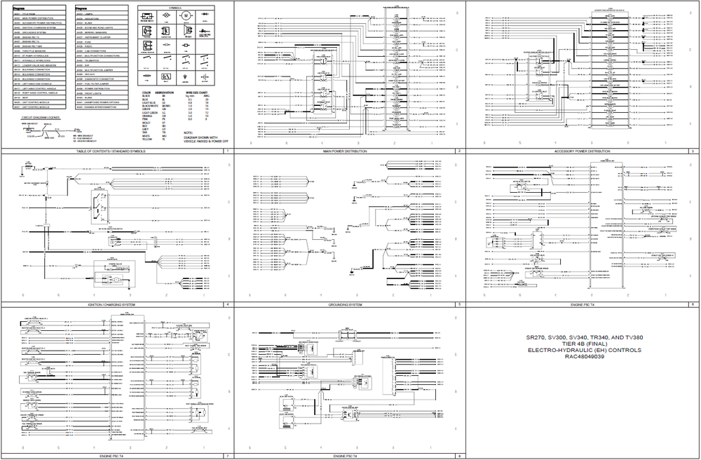 Case SR270 SV300 SV340 TR340 TV380 TIER 4B (Final) Skid -Steuerung Komplettes Schaltplan für elektrische Systemschriften