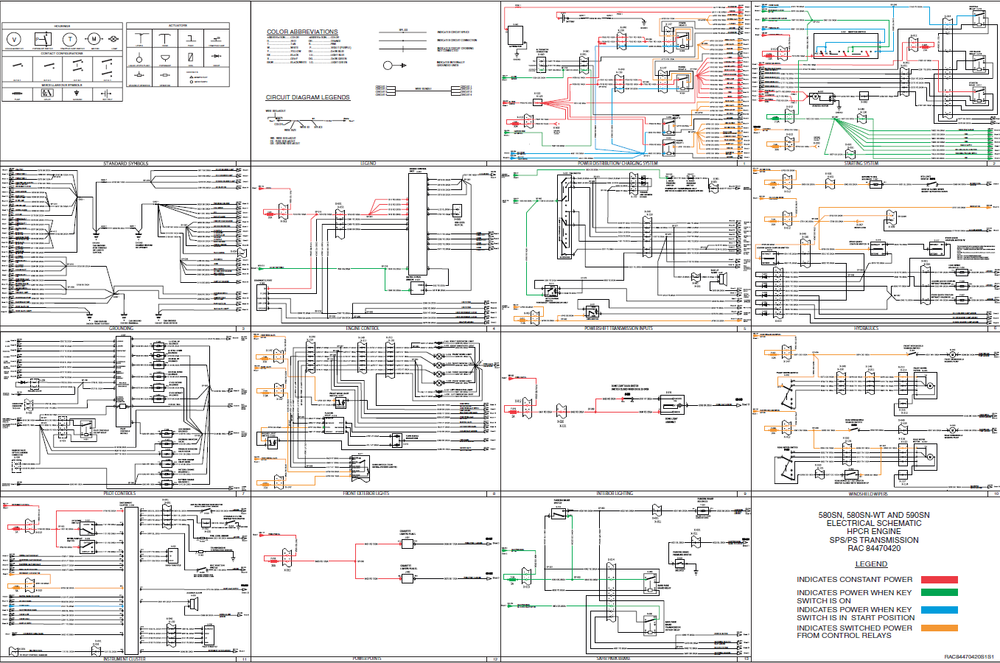 Case 580SN 580SN WT 590SN HPCR Engine SPS/PS Transmission Wiring Diagram Electrical System Schematics
