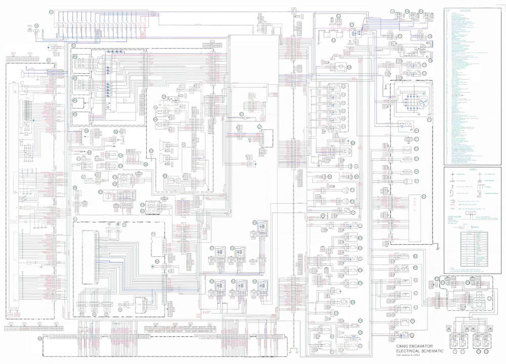 مخطط الأسلاك للحفارة Case CX460 مخططات النظام الكهربائي