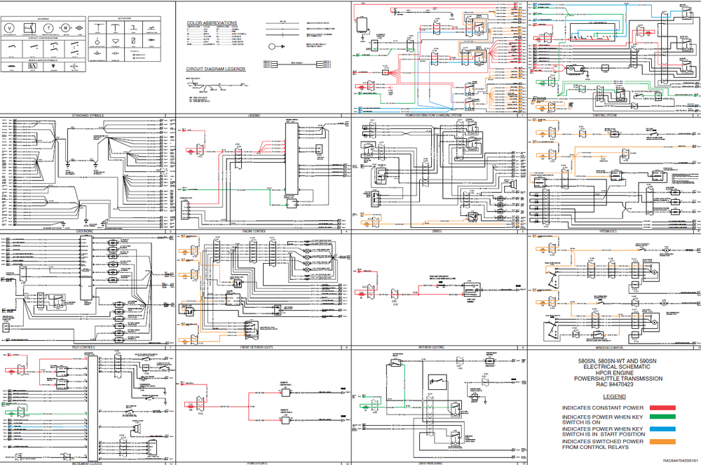 Case 580SN 580SN WT 590SN HPCR Engine Powershuttle Transmission Wiring Diagram Electrical System Schematics