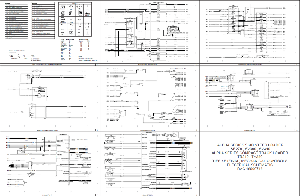 Case SR270 SV300 SV340 Tier 4B (Final) Alpha Series جرافة انزلاقية التوجيه مخطط الأسلاك مخططات النظام الكهربائي