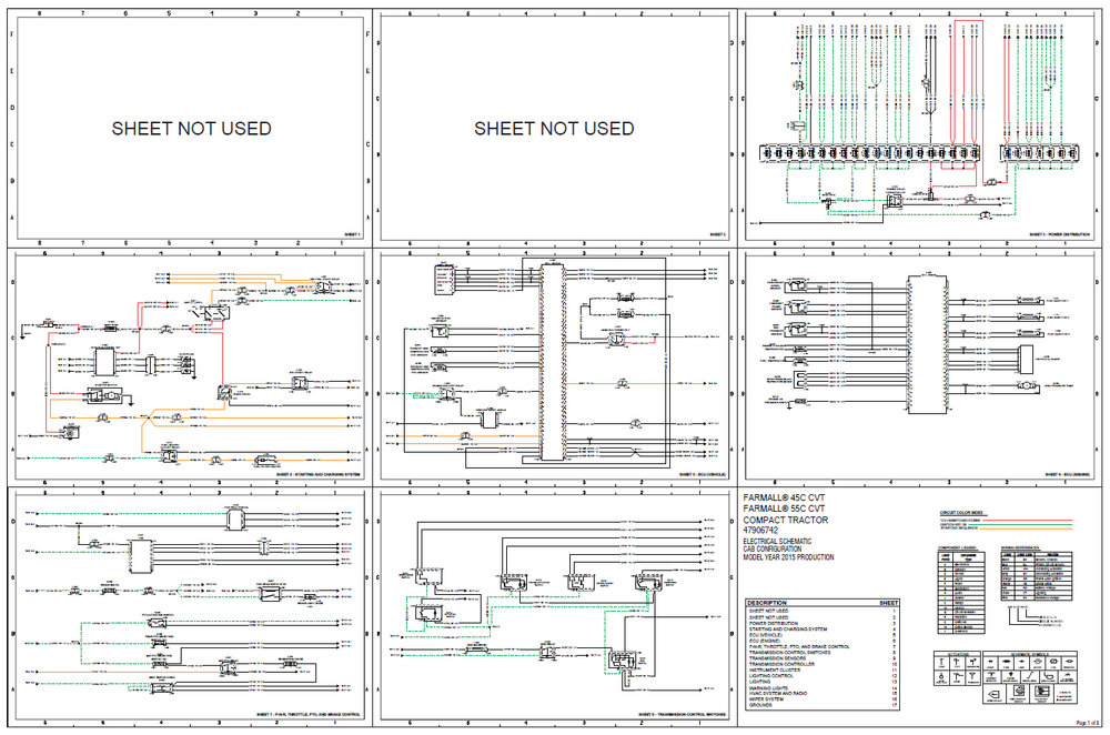 Case IH Farmall 45C 55C CVT Compact Tractor Complete Wiring Diagram Electrical System Schematics