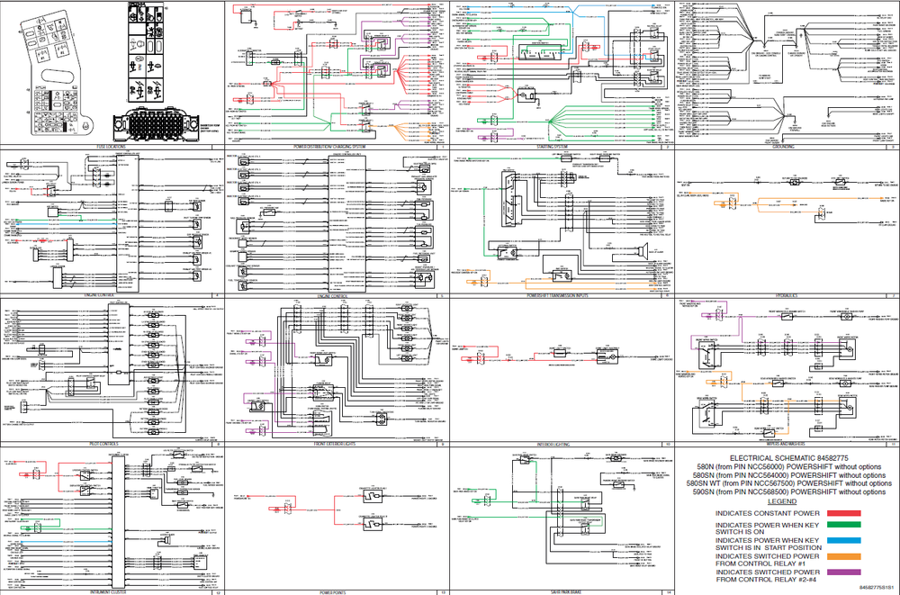 Cas 580N 580SN 580SN WT 590SN PowerShift sans options Schéma de câblage Schéma électrique
