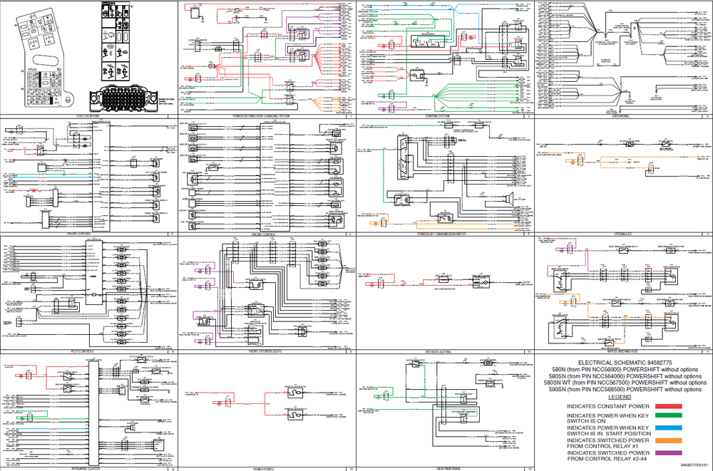 Case 580N 580SN 580SN WT 590SN Powershift Without Options Wiring Diagram Electrical System Schematics