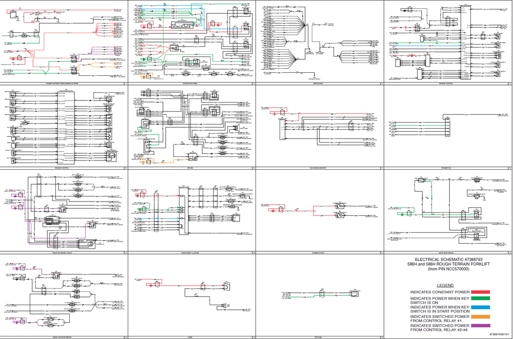 Case 586H & 588H Rough Terrain Forklift Complete Wiring Diagram Electrical System Schematics