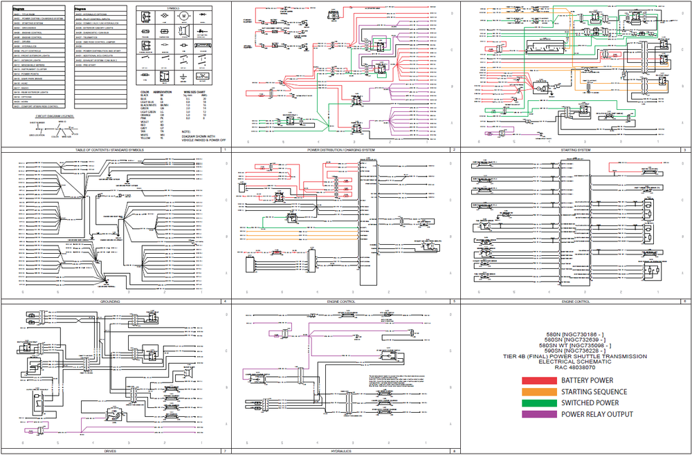 Case 580N 580SN 580SN WT 590SN Tier 4B (Final) PowerShuttle Transmission Biring Diagram Elektrische systeemschema's