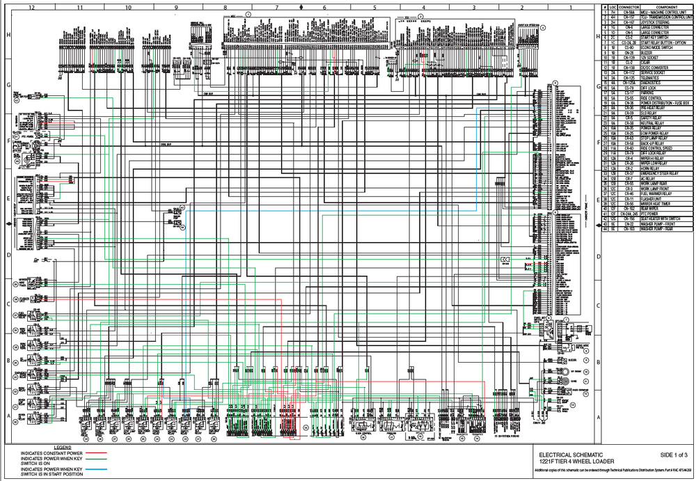 Case 1221F Nivel 4 cargador de ruedas Diagrama de cableado completo Sistema eléctrico Schematics