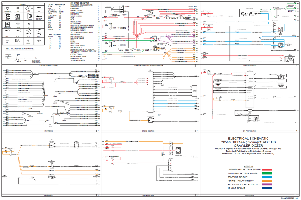 Case 2050M Tier 4A (مؤقت) \ المرحلة IIIB الجرار الزاحف مخطط الأسلاك الكامل مخططات النظام الكهربائي