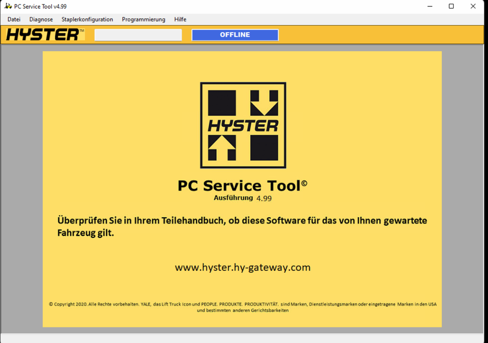 
                  
                    Yale Hyster PC Service Tool v 4.99 Diagnostic And Programming Software Latest 2022
                  
                