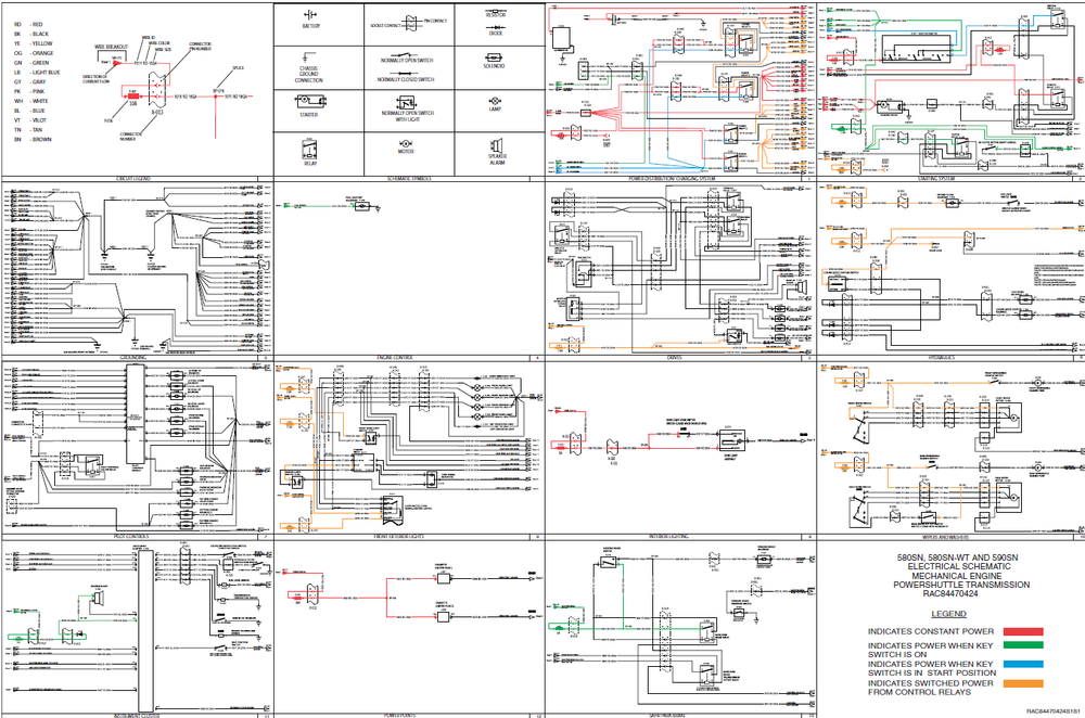 Case 580SN 580SN WT & 590SN Mechanical Engine Powershuttle Transmission Wiring Diagram Electrical System Schematics